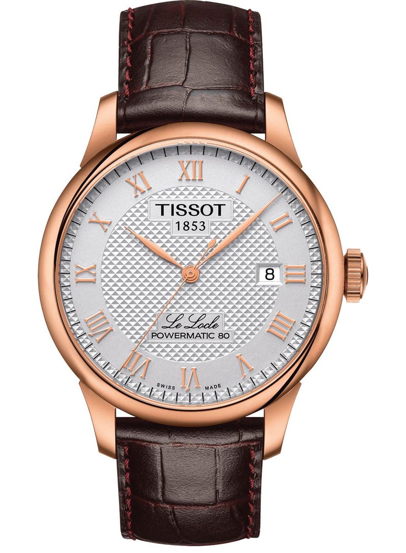 TISSOT Le Locle Powermatic 80 Rose Gold Brown Strap T006.407.36.033.00 - Image 1